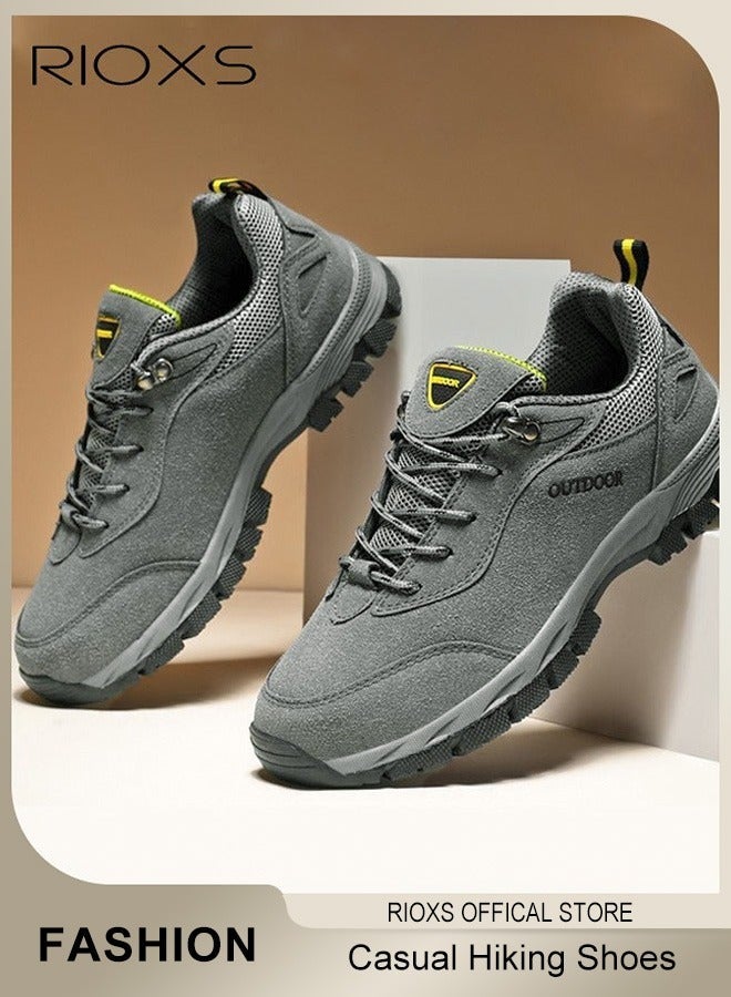 RIOXS Men's Trainers, Breathable Sports Shoes, Low-Top Trainers Trail Running Shoe for Men, Youth Outdoor Travel Hiking Shoes, Anti Slip Waterproof Trekking Sneakers, Comfort Athletic Shoes for Fitness Walking Jogging, Mens Athlesiure Trainers Grey Footwear - Image 2