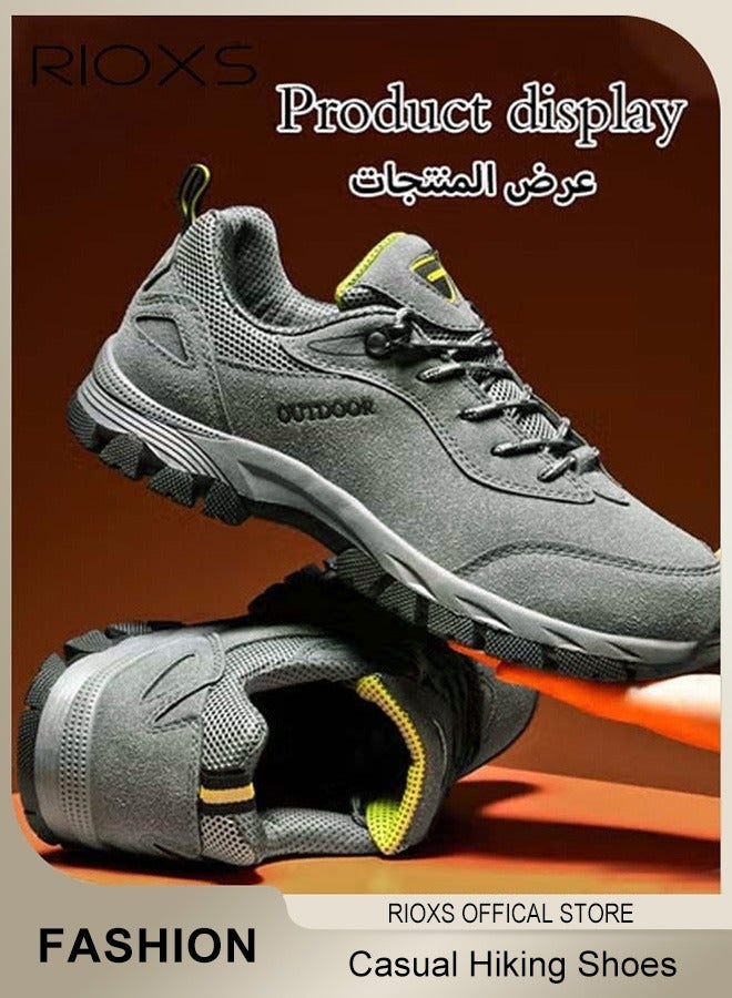 RIOXS Men's Trainers, Breathable Sports Shoes, Low-Top Trainers Trail Running Shoe for Men, Youth Outdoor Travel Hiking Shoes, Anti Slip Waterproof Trekking Sneakers, Comfort Athletic Shoes for Fitness Walking Jogging, Mens Athlesiure Trainers Grey Footwear - Image 5