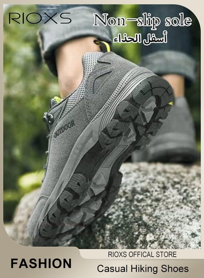RIOXS Men's Trainers, Breathable Sports Shoes, Low-Top Trainers Trail Running Shoe for Men, Youth Outdoor Travel Hiking Shoes, Anti Slip Waterproof Trekking Sneakers, Comfort Athletic Shoes for Fitness Walking Jogging, Mens Athlesiure Trainers Grey Footwear - Image 4
