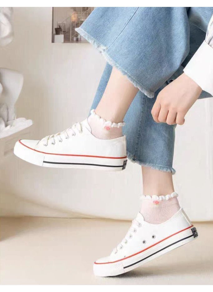 Unisex Cute Fruit Embroidered Ankle Socks with Ruffled Cuffs - Image 4