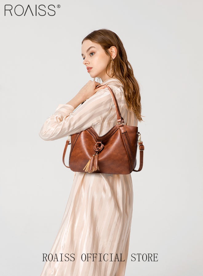 رويس مجموعة كبيرة من الجلد بو (حقيبة حمل وحقيبة القابض) أكياس الكتف السيدات محفظة حقائب اليد كروس للنساء المحافظ وأيوبس حقيبة الكتف الحقيقية النباتية النباتية - Image 2