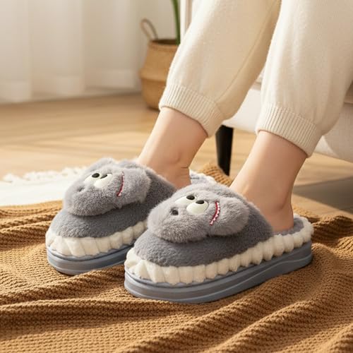 VRITRAZ Women Cozy Warm House Slippers | Plush Cushion Comfort Anti-Slip Winter Footwear (Grey, 6) - Image 3