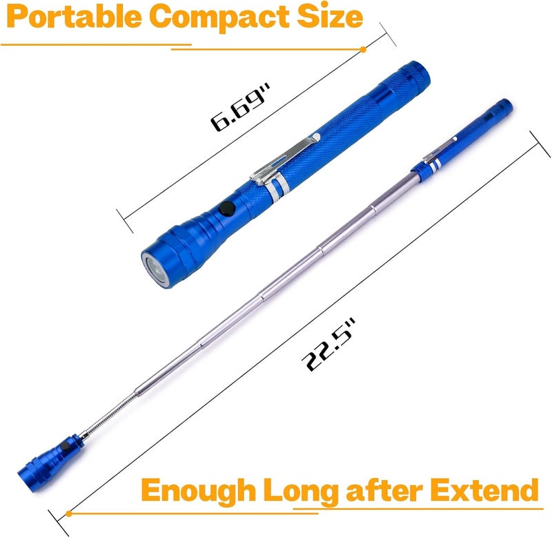 KUCHEY Magnetic Flashlight Pickup Tool Dad Gifts Cool Magnet Telescoping Gadgets with LED Gifts for Mens Husband Him Blue - Image 4