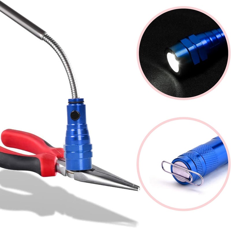 KUCHEY Magnetic Flashlight Pickup Tool Dad Gifts Cool Magnet Telescoping Gadgets with LED Gifts for Mens Husband Him Blue - Image 2