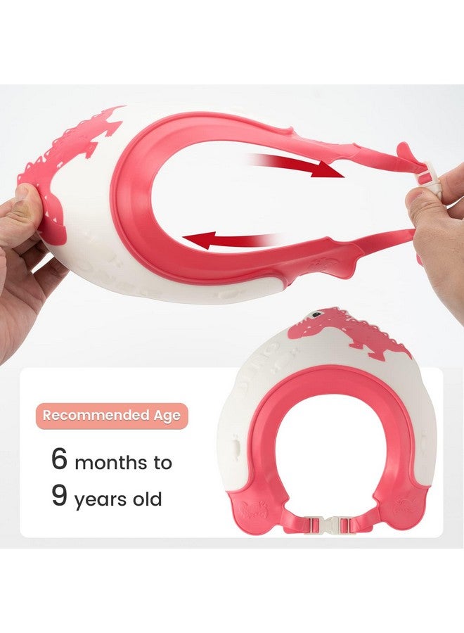 FUNUPUP Baby Shower Cap for Kids, Baby Bath Shampoo Visor Cap Hair Washing Shield Adjustable Silicone Bath Hat for Toddler Girls and Boys (Dinosaur,Red) - Image 2
