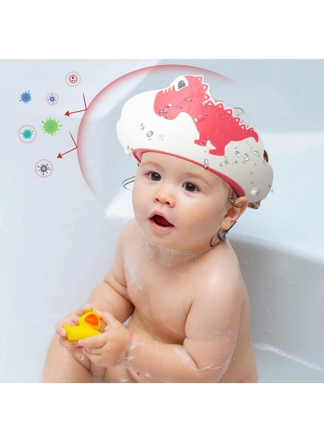 FUNUPUP Baby Shower Cap for Kids, Baby Bath Shampoo Visor Cap Hair Washing Shield Adjustable Silicone Bath Hat for Toddler Girls and Boys (Dinosaur,Red) - Image 4