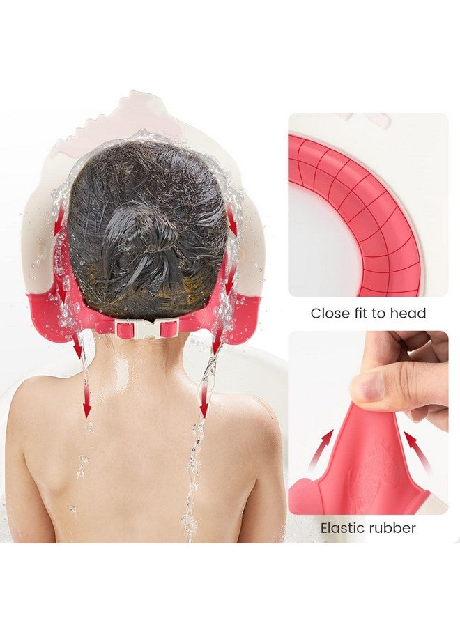 FUNUPUP Baby Shower Cap for Kids, Baby Bath Shampoo Visor Cap Hair Washing Shield Adjustable Silicone Bath Hat for Toddler Girls and Boys (Dinosaur,Red) - Image 3