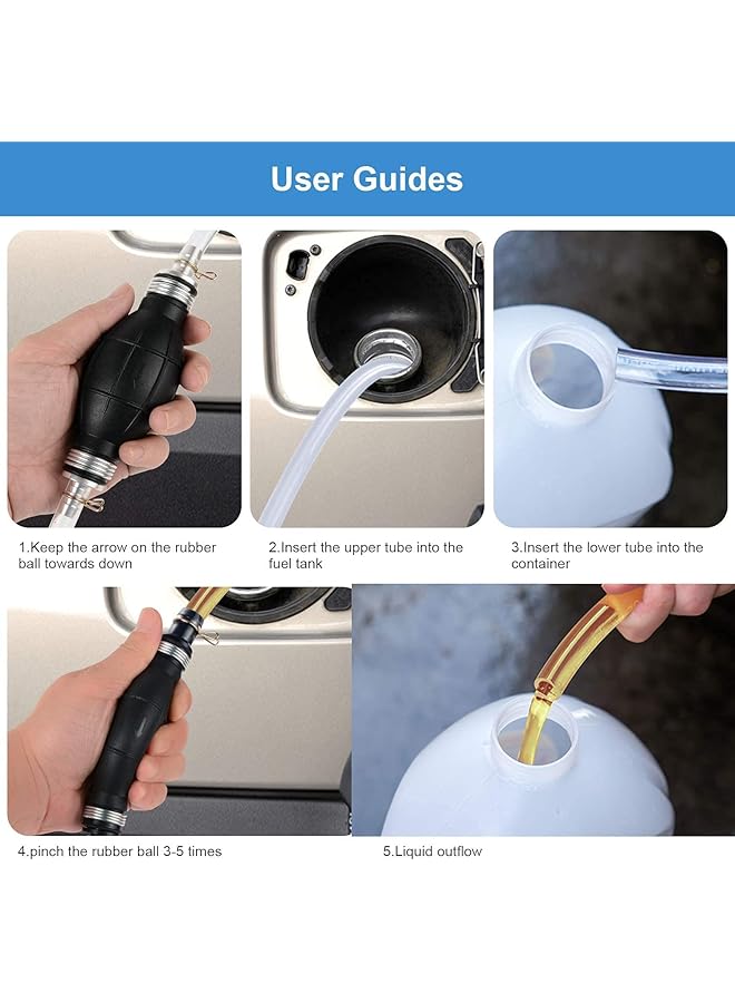Siphon Hand Pump Manual Fuel Transfer Pump Siphon Hose For Gas Gasoline Petrol Diesel Oil Liquid Water Fish Tank With Durable Pvc Hoses, Portable Widely Use - Image 2