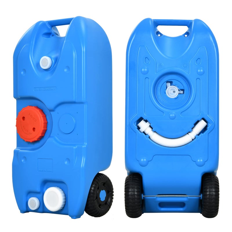 YITAHOME 106 Gallon Large Capacity Portable Water Holding Tank with Metal Handle Odorless Tote for Camper with Large Wheels Filling Port Hose Faucet Handles for Easy Carry Fast Empty Blue