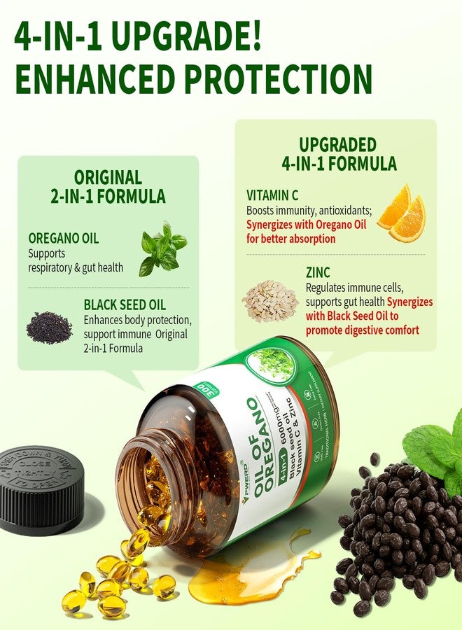 PWERD 300 Softgels Wild Oregano Oil Capsules Organic Pills of Oregano Softgels Capsules Organic with Black Seed Oil - Image 3