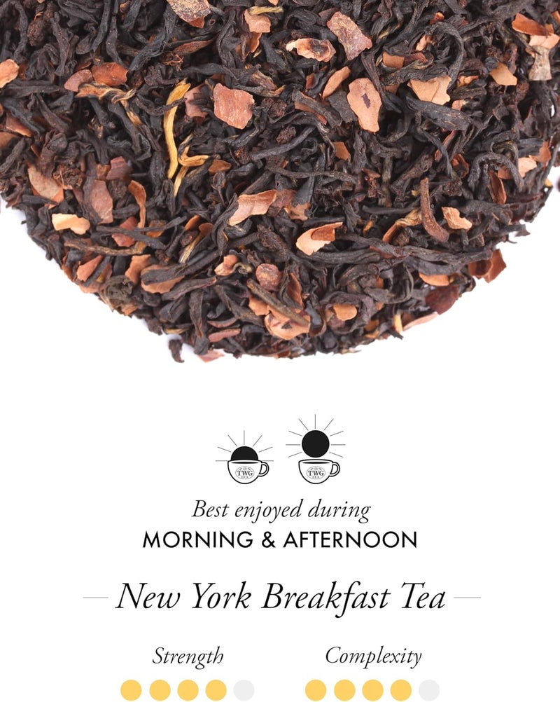 TWG Tea New York Breakfast Tea - Black Tea with Cocoa Husk in Haute Couture Tin, 100g Gift Set - Image 2