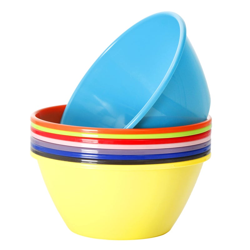Youngever 9 inch 80 Ounce Plastic Mixing and Serving Bowls Popcorn Bowls Salad Bowls Chip and Dip Serving Bowls Set of 9 Rainbow Color
