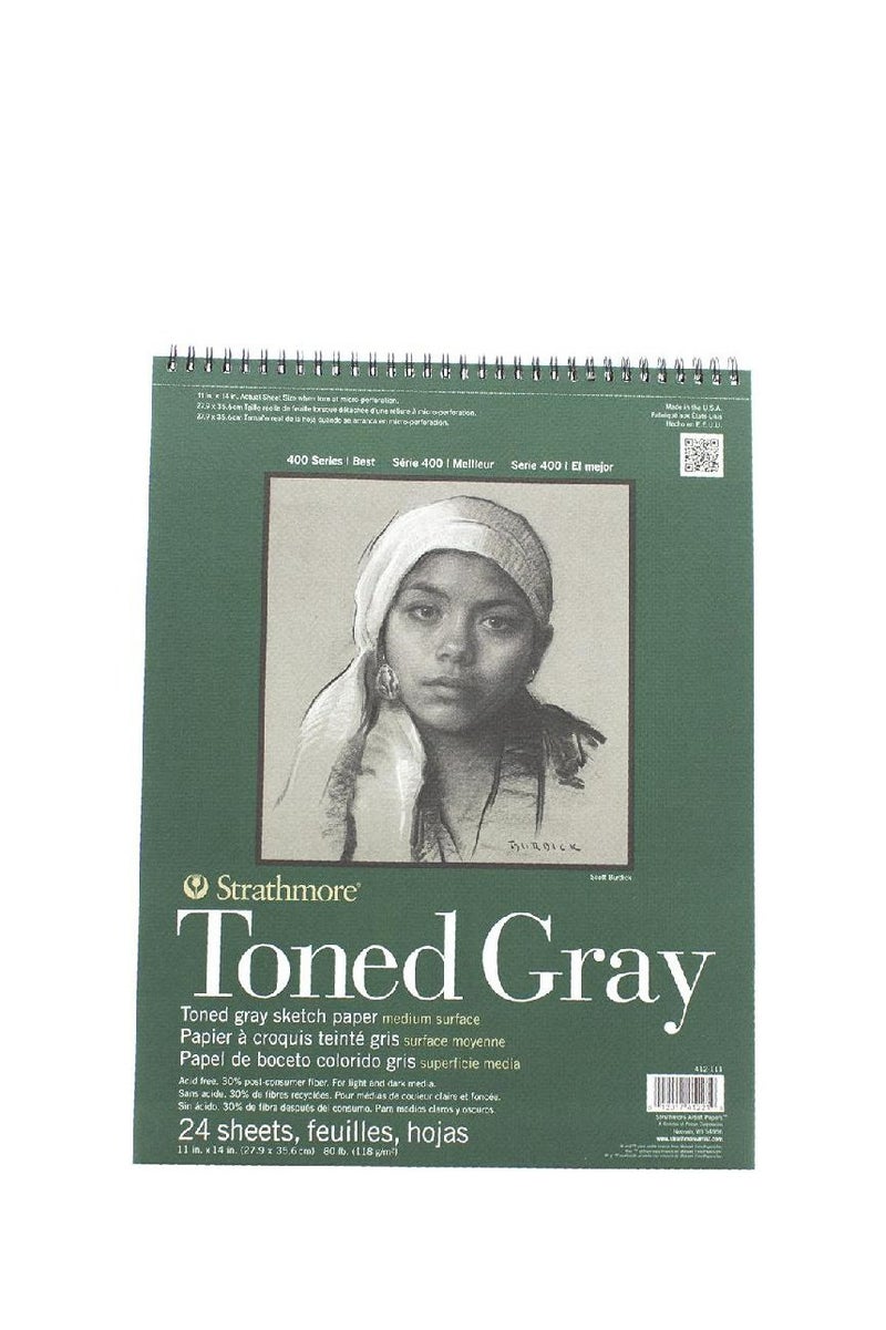 Strathmore Toned Gray Sketch Pad Perforated118 gsmGrey11 X 14 in50 Sheets - Image 1