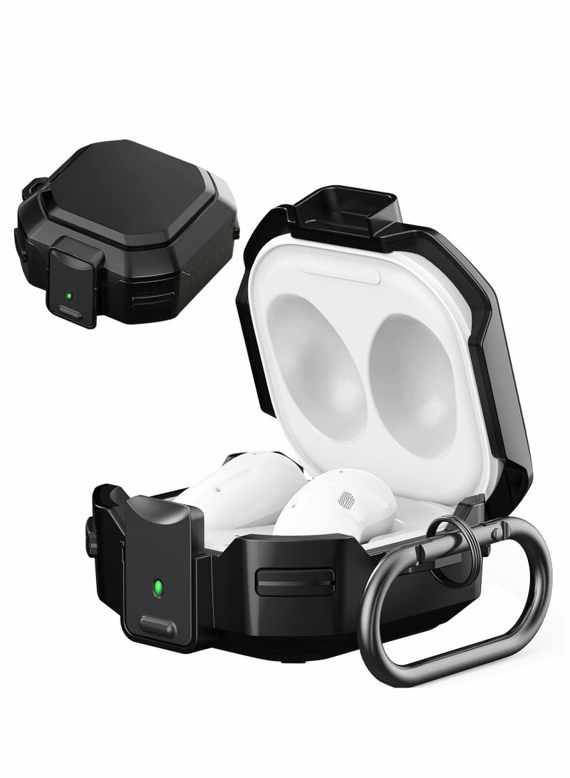 سيوسي جراب Armor مع قفل أمان لهاتف Samsung Galaxy Buds Pro و Live ، جراب صلب مقاوم للصدمات مع سلسلة مفاتيح ، أسود - Image 1