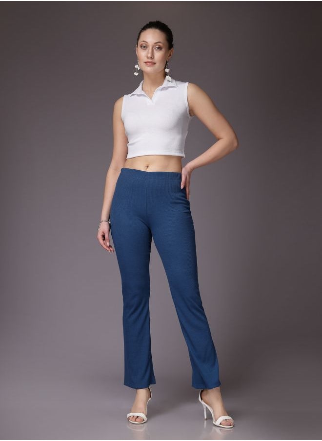 Freehand - Women Fit and Flared Solid Mid-Rise Trousers - Image 1