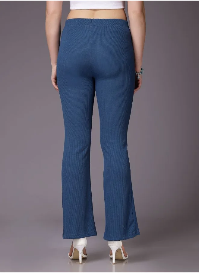 Freehand Women Fit and Flared Solid Mid-Rise Trousers