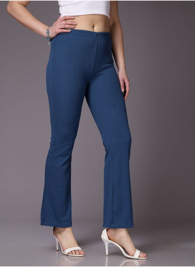 Freehand - Women Fit and Flared Solid Mid-Rise Trousers - Image 1
