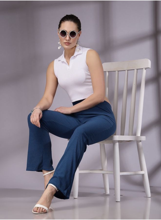 Freehand - Women Fit and Flared Solid Mid-Rise Trousers - Image 1