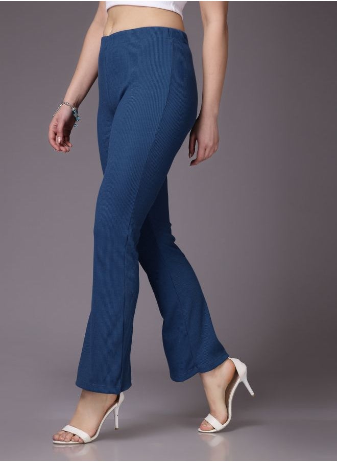 Freehand - Women Fit and Flared Solid Mid-Rise Trousers - Image 1