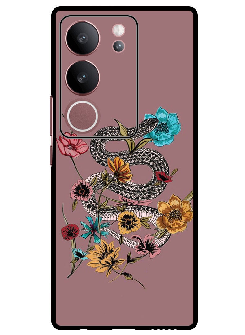 Theodor Protective Case Anti Scratch Shock Proof Bumper Cover For Vivo V29 - V29 Pro Flower Snake - Image 1