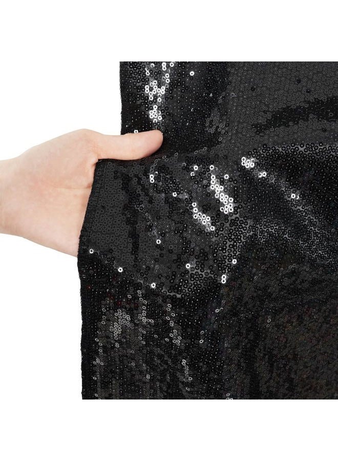 Poise3EHome 20Ft x 10Ft Black Sequin Backdrop, Glitter Thick Satin Sequin Background Drapes, Sequence Xmas Thanksgiving Backdrop for Wedding Party Holiday Festival Decor - Image 3