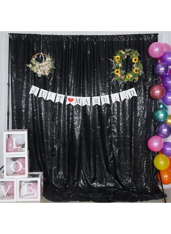 Poise3EHome 20Ft x 10Ft Black Sequin Backdrop, Glitter Thick Satin Sequin Background Drapes, Sequence Xmas Thanksgiving Backdrop for Wedding Party Holiday Festival Decor - Image 2
