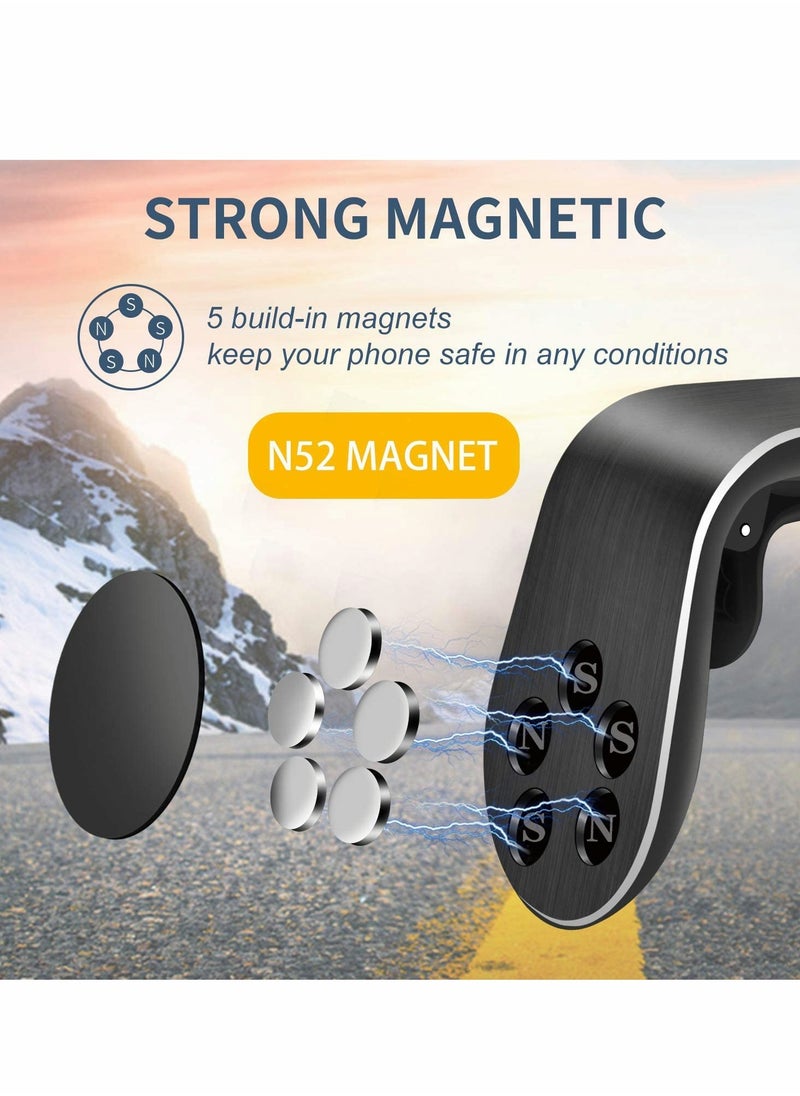 Excefore - Magnetic Car Phone Holder Strong Magnetic for Air Vent Phone Holder Car Mount Phone Holder Car Magnetic L Shape Universal Car Holder for Any Smartphone Universal Smart GPS Cell Phone Holder - Image 1