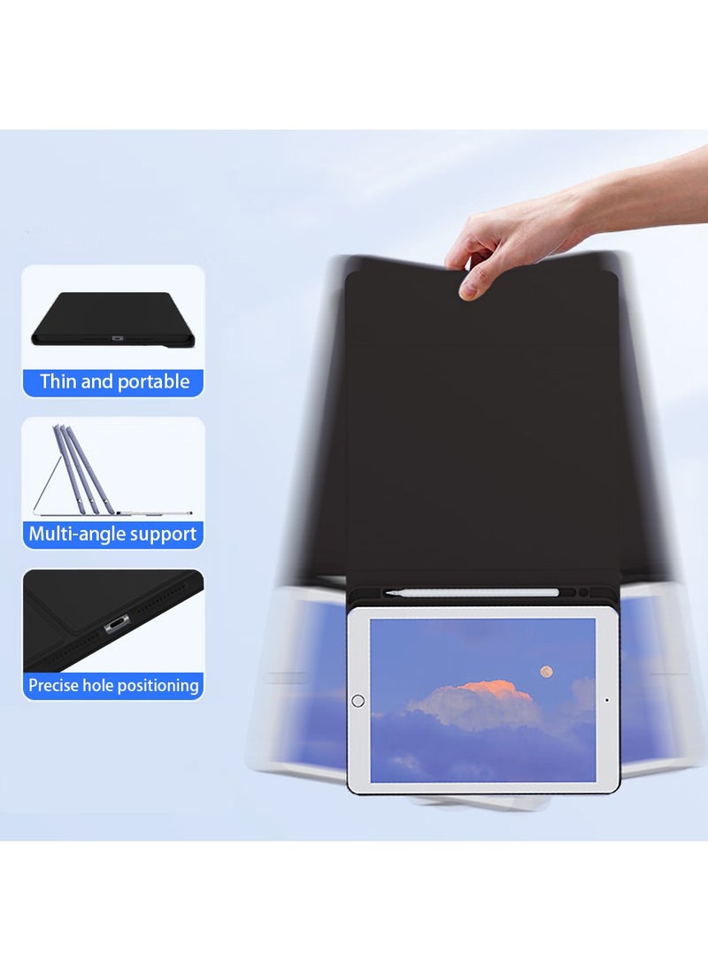 هاوهان - حافظة واقية لوحة مفاتيح iPad Tablet 4 في 1 ، مع جراب iPad من الجيل العاشر ، لوحة مفاتيح لاسلكية ، ماوس لاسلكي ، قلم ستايلس ، أسود. - Image 1