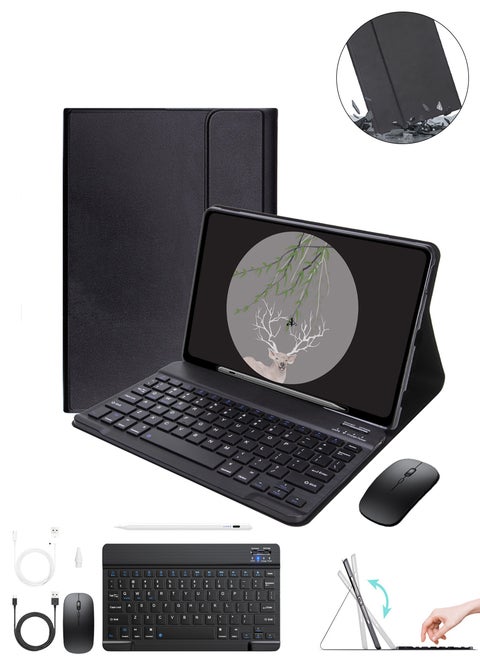 4-in-1 iPad Tablet Keyboard Protector Case, With 10th generation iPad Case, Wireless Keyboard, Wireless Mouse, Stylus Pen, Black.（No iPad）