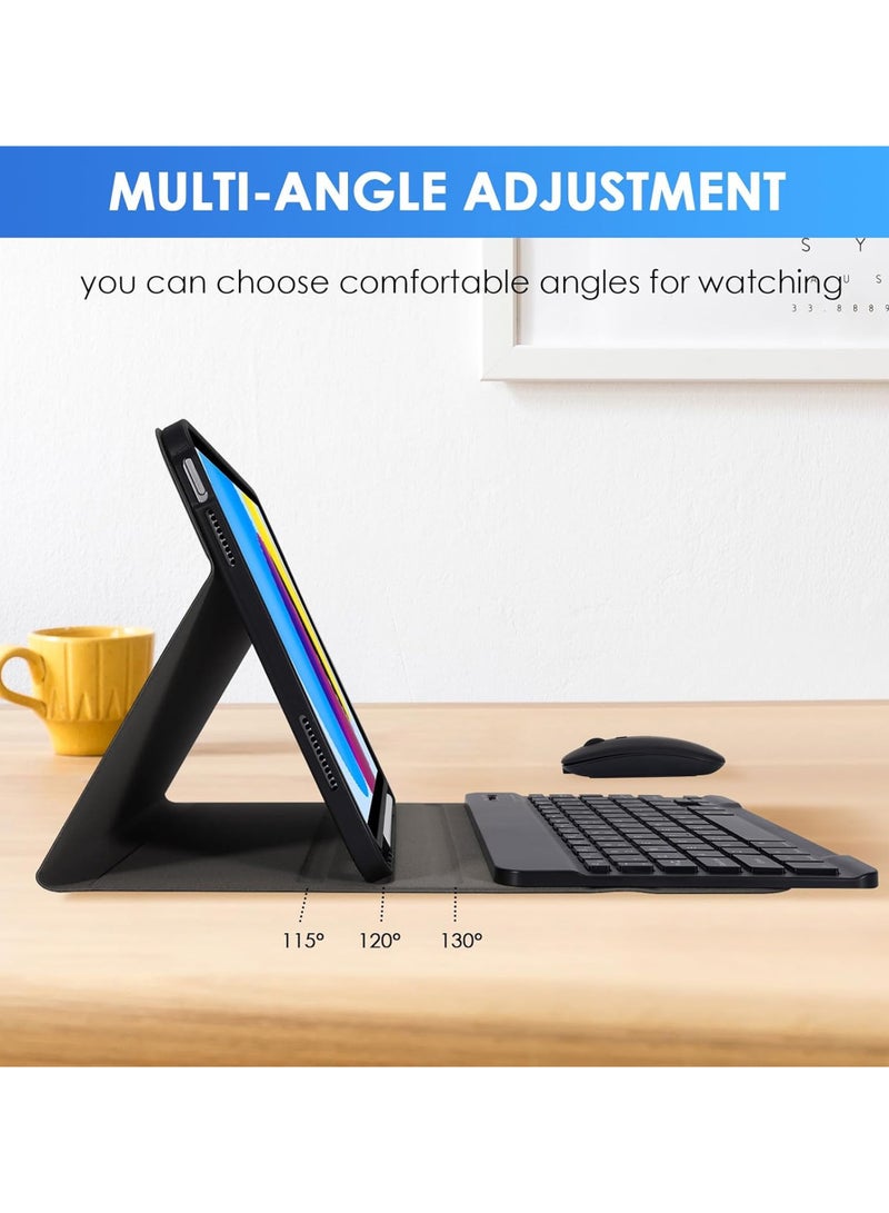 هاوهان غطاء آيباد مقاس 11 بوصة مع لوحة مفاتيح، لوحة مفاتيح مغناطيسية قابلة للفصل، حامل قلم، لغطاء آيباد الجيل العاشر/الحادي عشر، لوحة مفاتيح لاسلكية، فأرة لاسلكية، قلم ستايلس (بدون آيباد) - Image 2