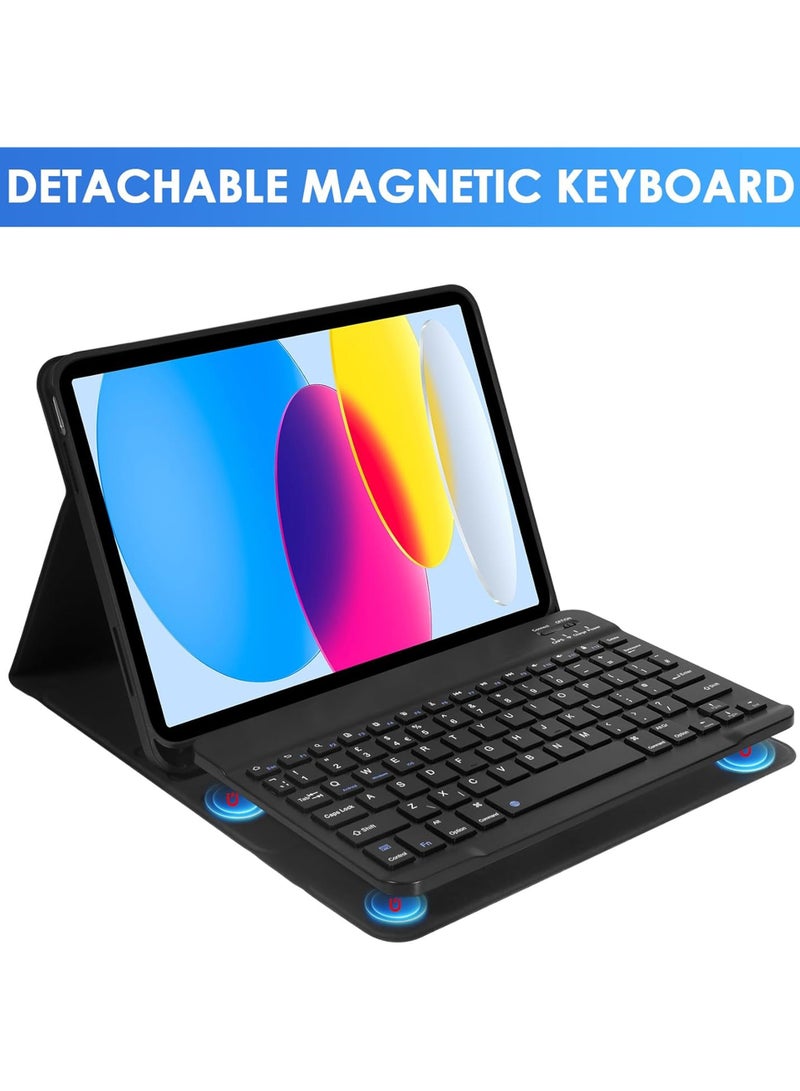 هاوهان غطاء آيباد مقاس 11 بوصة مع لوحة مفاتيح، لوحة مفاتيح مغناطيسية قابلة للفصل، حامل قلم، لغطاء آيباد الجيل العاشر/الحادي عشر، لوحة مفاتيح لاسلكية، فأرة لاسلكية، قلم ستايلس (بدون آيباد) - Image 4