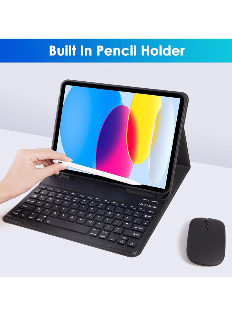 هاوهان غطاء آيباد مقاس 11 بوصة مع لوحة مفاتيح، لوحة مفاتيح مغناطيسية قابلة للفصل، حامل قلم، لغطاء آيباد الجيل العاشر/الحادي عشر، لوحة مفاتيح لاسلكية، فأرة لاسلكية، قلم ستايلس (بدون آيباد) - Image 3