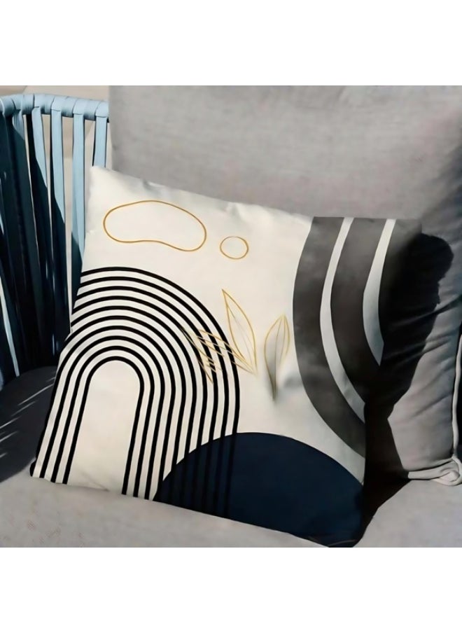 Generic - Double Sided Pattern Cushion Cover Set of 4, Throw Pillow Cover, Abstract Modern Simple Blue Art Sofa Pillow Cover 45cm x 45cm for Living Room Sofa Car Sofa Bed Pillow Cover 18x18 Inch - Image 1