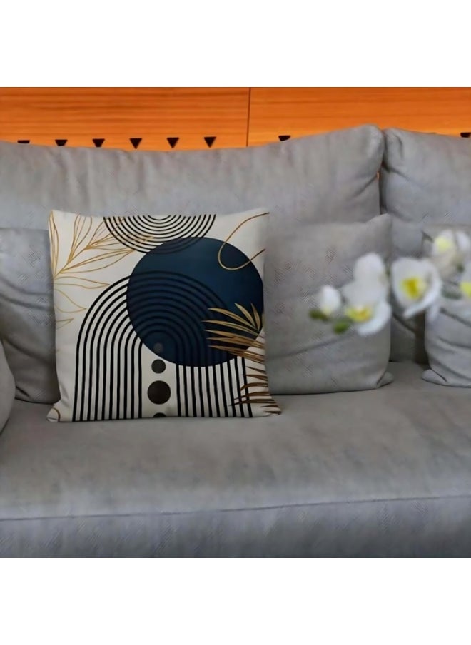 Generic - Double Sided Pattern Cushion Cover Set of 4, Throw Pillow Cover, Abstract Modern Simple Blue Art Sofa Pillow Cover 45cm x 45cm for Living Room Sofa Car Sofa Bed Pillow Cover 18x18 Inch - Image 1