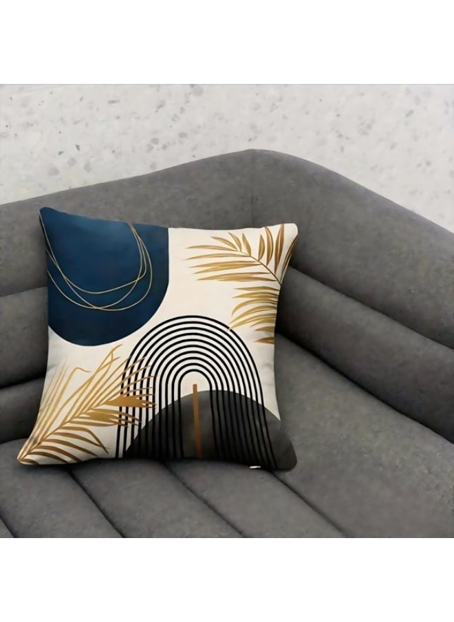 Generic - Double Sided Pattern Cushion Cover Set of 4, Throw Pillow Cover, Abstract Modern Simple Blue Art Sofa Pillow Cover 45cm x 45cm for Living Room Sofa Car Sofa Bed Pillow Cover 18x18 Inch - Image 1