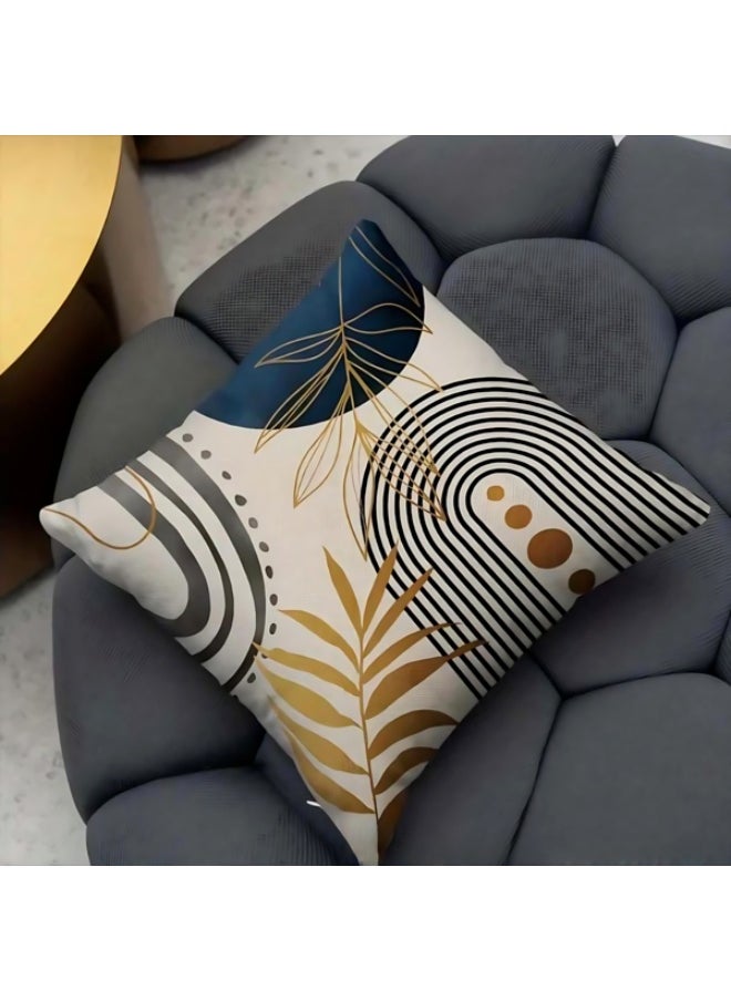 Generic - Double Sided Pattern Cushion Cover Set of 4, Throw Pillow Cover, Abstract Modern Simple Blue Art Sofa Pillow Cover 45cm x 45cm for Living Room Sofa Car Sofa Bed Pillow Cover 18x18 Inch - Image 1
