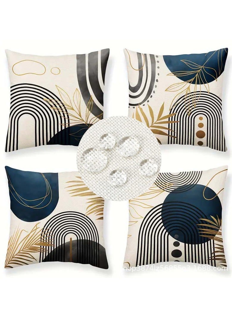 4-Piece Cushion Set, Throw Pillow Covers, Modern Geometric Decorative Sofa Pillow Covers 45cmX45cm, Suitable for Home Living Room Sofa Car Sofa Pillow Covers, 18X18 Inch - Image 1