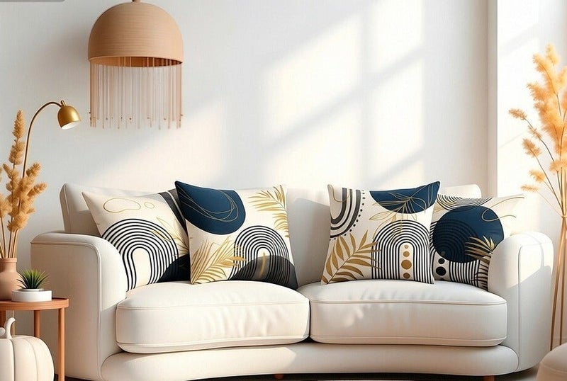 Four-piece cushion cover set, modern high-end abstract geometric decorative sofa cushion covers, 45cm x 45cm, suitable for living room sofas, car sofas, and bed cushion covers, 18x18 inches. - Image 1