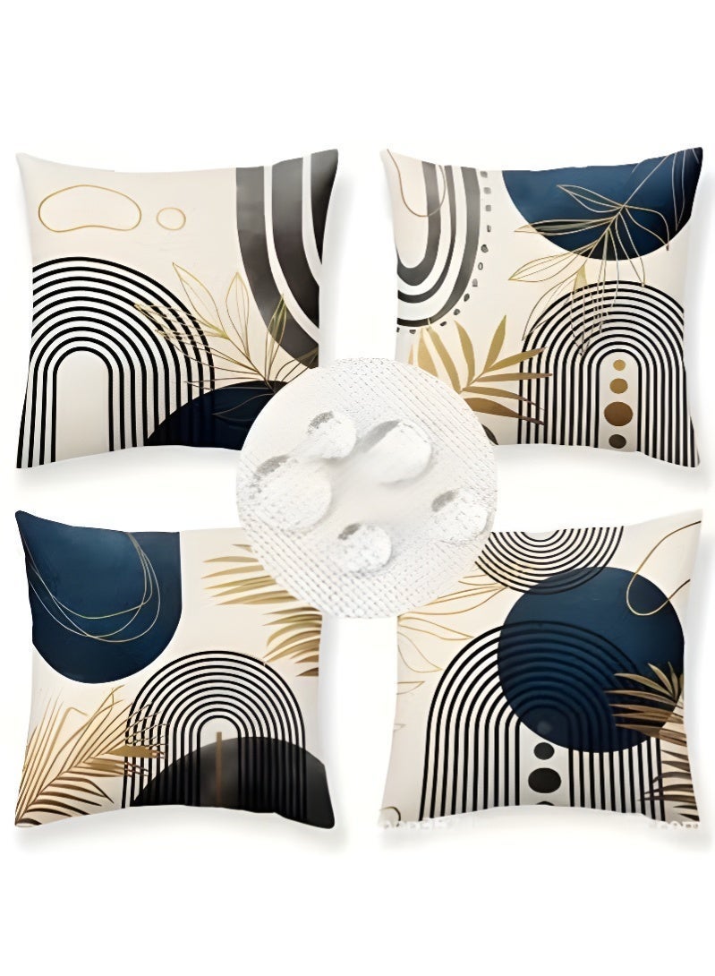 Four-piece cushion cover set, modern high-end abstract geometric decorative sofa cushion covers, 45cm x 45cm, suitable for living room sofas, car sofas, and bed cushion covers, 18x18 inches. - Image 3