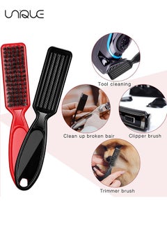 Unique 6 Pcs Barber Clipper Cleaning Brush, Barber Accessories Cleaning Supplies, Blade Trimmer Cleaning Mini Brush Bulk Set Duster Manicure Nylon Brush Hair Styling Brush Tool (Black&Red)  - Image 3