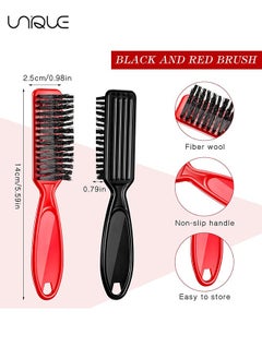 Unique 6 Pcs Barber Clipper Cleaning Brush, Barber Accessories Cleaning Supplies, Blade Trimmer Cleaning Mini Brush Bulk Set Duster Manicure Nylon Brush Hair Styling Brush Tool (Black&Red)  - Image 2