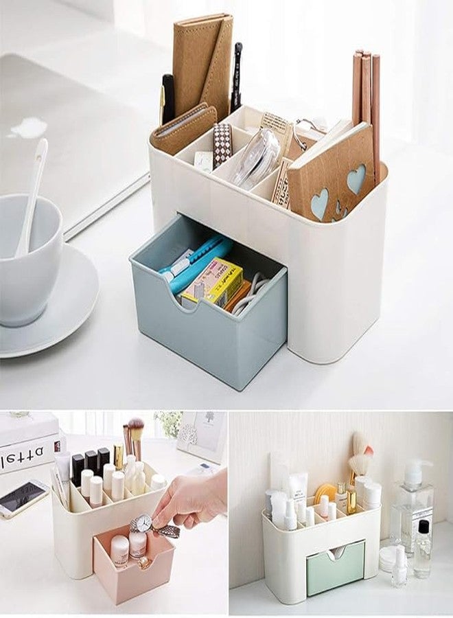 black sparrow Plastic Jigshtial Cosmetic Storage Box Multi Functional Desktop Tidy Organizer Holder With Drawer Random Colour, Cosmetics - Image 4
