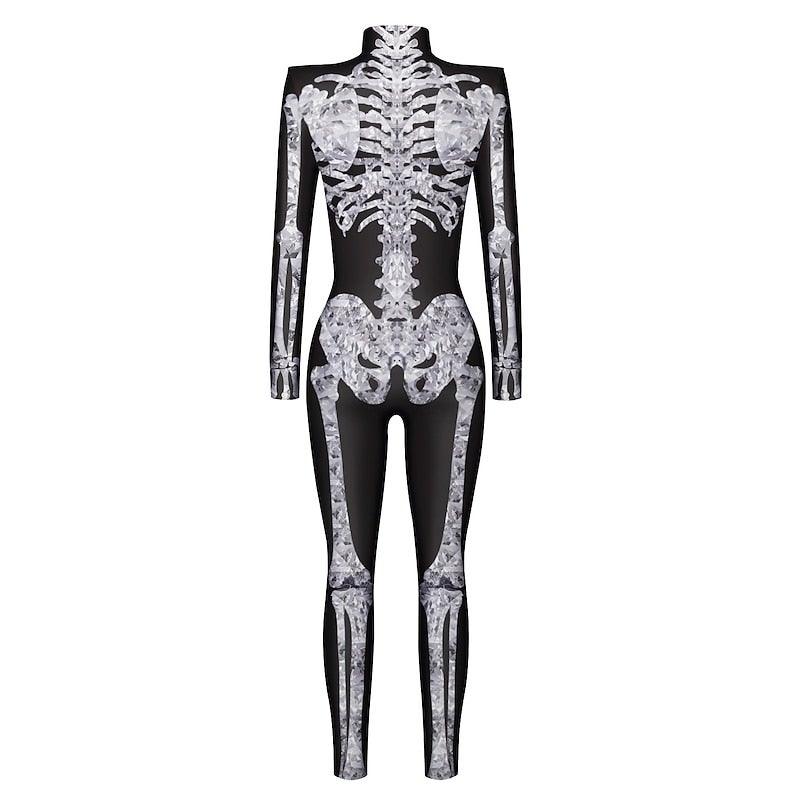 Bluejw Cosplay Costume Skin Suit Bodysuit Skeleton Skull One Piece Front Zipper Kid's Adults' Women's Carnival Masquerade Mardi Gras Party Performance Easy Halloween Costumes Dress Up - Image 5