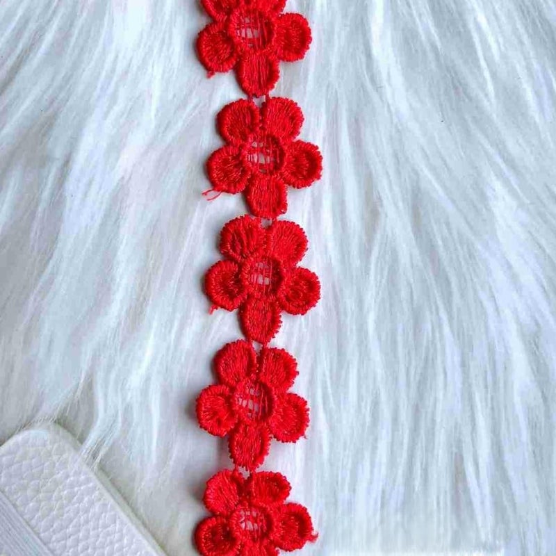 Unique Bridal lace Border Applique Patch 1 Red Red lc1