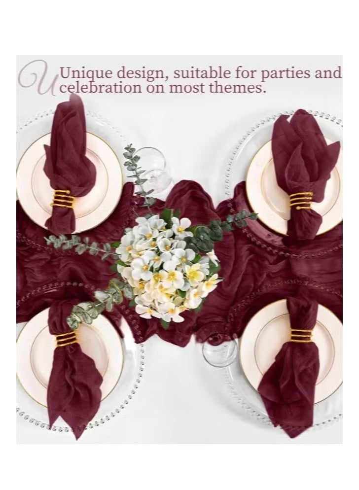 6-Piece Cloth Napkins,20 x 20 Inch Gauze Napkin Vintage Boho Cheesecloth Napkin Bulk For Party,Wedding,Reception,Bridal Shower Table Decorations,red - Image 1