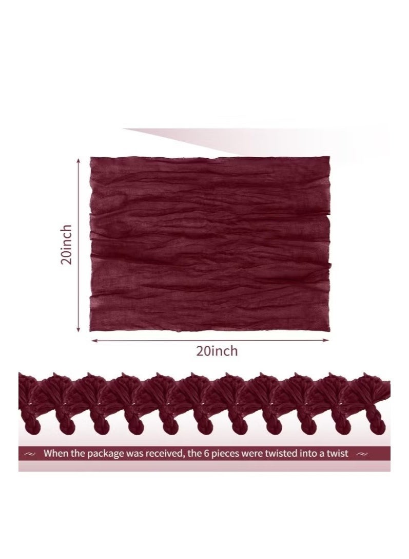 6-Piece Cloth Napkins,20 x 20 Inch Gauze Napkin Vintage Boho Cheesecloth Napkin Bulk For Party,Wedding,Reception,Bridal Shower Table Decorations,red - Image 4