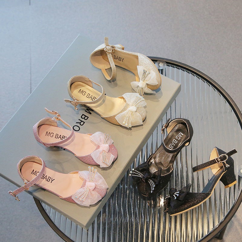 2026Kids Girls'' Small Leather Shoes with Rhinestones, Princess Shoes for Young Girls, Soft-Soled Closed-Toe Baby Shoes - Image 3