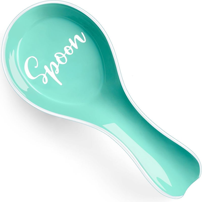 DAYYET Turquoise Spoon Rest for Stove Top, Ceramic Teal Large Spoon Holder, Spoon Rest for Kitchen Counter, Spatula Holder Utensil Rest for Ladles, Tong, Teal Kitchen Decor and Accessories - Image 1
