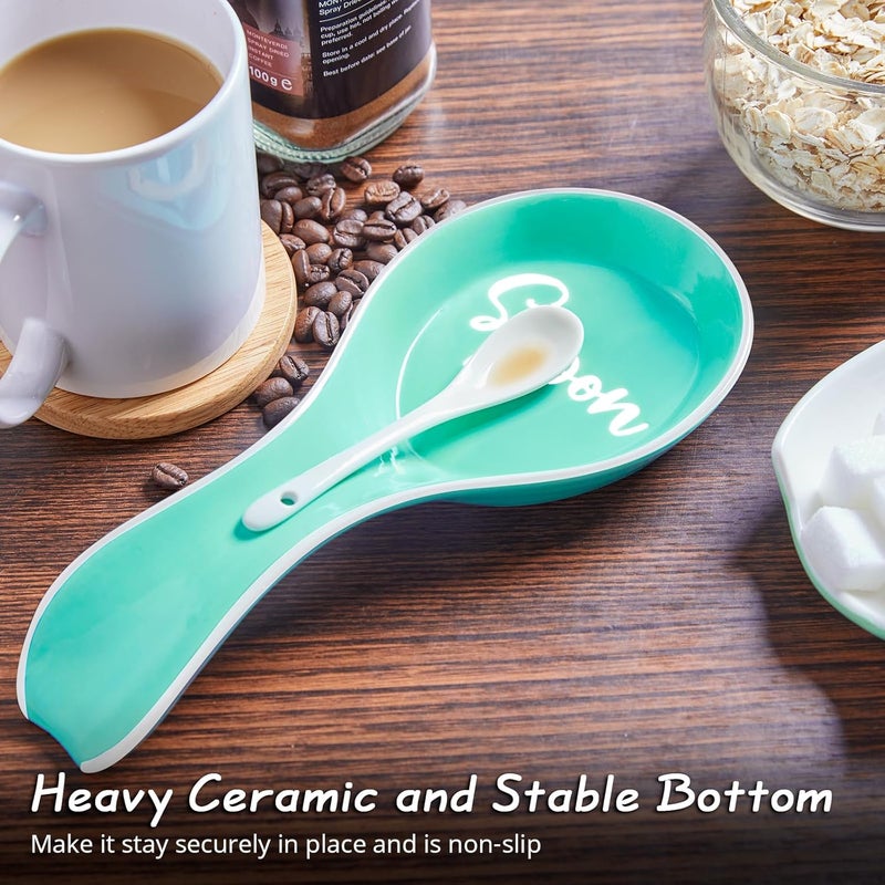 DAYYET Turquoise Spoon Rest for Stove Top, Ceramic Teal Large Spoon Holder, Spoon Rest for Kitchen Counter, Spatula Holder Utensil Rest for Ladles, Tong, Teal Kitchen Decor and Accessories - Image 5