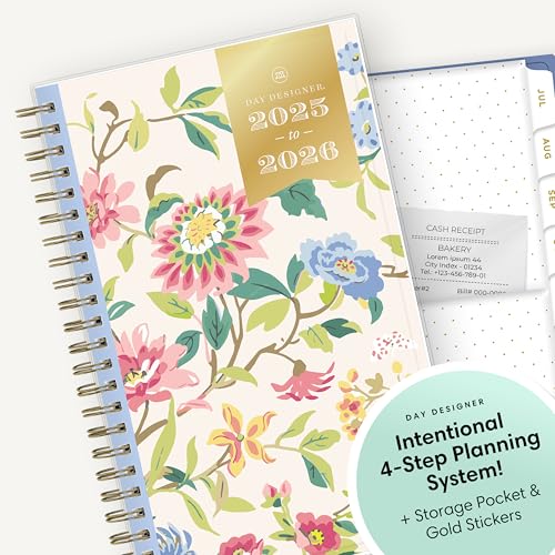 Blue Sky Day Designer 2025-2026 Weekly and Monthly Academic Year Planner Calendar, July 2025 - June 2026, 5" x 8", Flexible Cover, Laminated Tabs, Storage Pocket, Includes Stickers, Climbing Floral Blush - Image 5